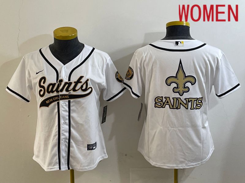 Women New Orleans Saints Blank White Joint Name 2024 Nike Limited NFL Jersey style 3